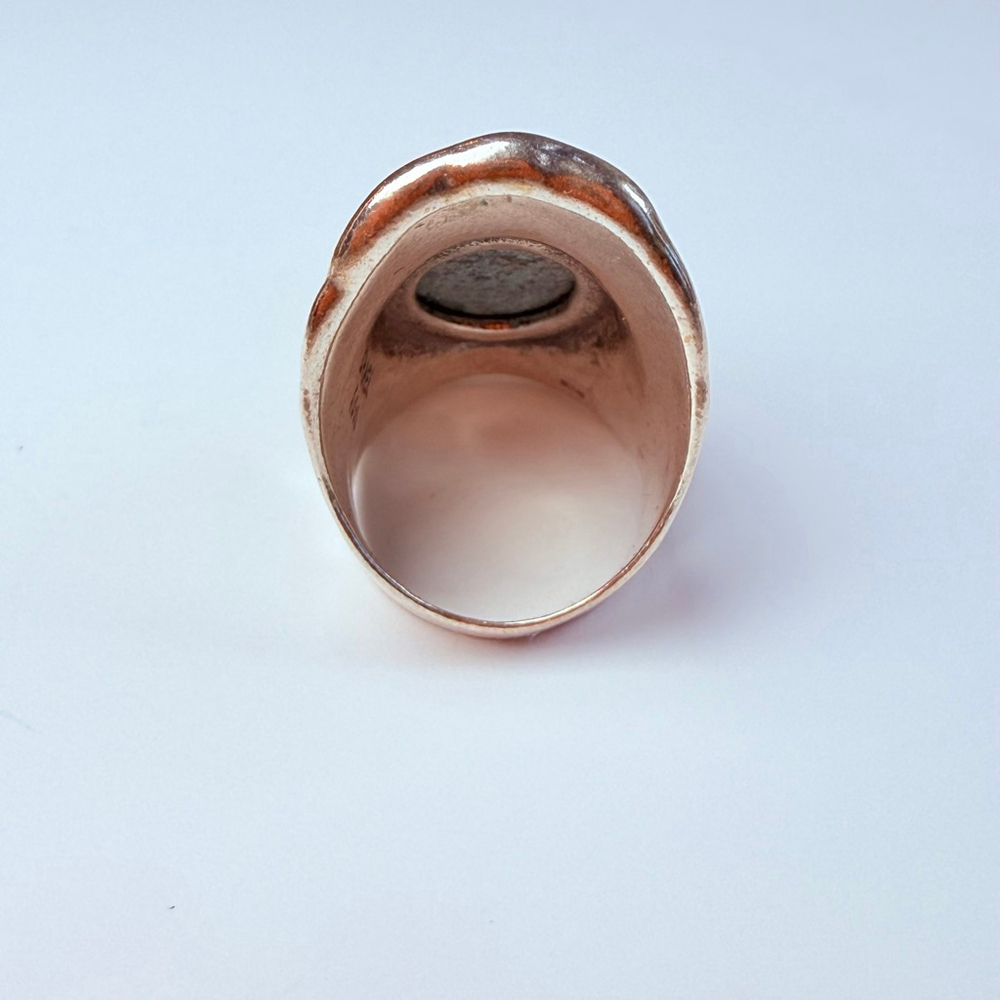 DIDAE 9.5CT Real Eliat Turquoise Sterling Silver Vintage Boho Saddle Israel Ring - Picture 4 of 12